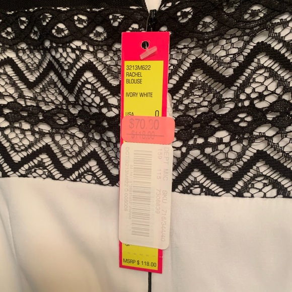 Black & White Catherine Maladrino Lace Blouse | Size 0 - Picture 3 of 9